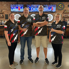 Load image into Gallery viewer, Personalized Texas Flag Darts Pattern Polo &amp; 1/4 Zip For Men Custom Texas Darts Team Jerseys TDM5418
