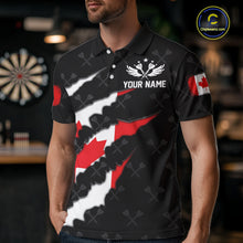 Load image into Gallery viewer, Personalized Canada Flag Darts Pattern Polo &amp; 1/4 Zip For Men Custom Canadian Darts Team Jerseys TDM5419