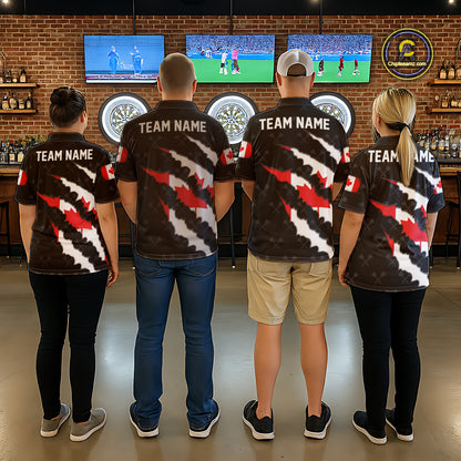 Personalized Canada Flag Darts Pattern Polo & 1/4 Zip For Men Custom Canadian Darts Team Jerseys TDM5419