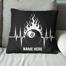 Load image into Gallery viewer, Funny Heartbeat Pulse 8 Ball Flame Custom Black Pillow, Billiard Pillows TDM0892