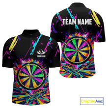 Load image into Gallery viewer, Colorful Neon Darts Shirts For Men Custom Darts Jerseys Polo &amp; 1/4 Zip, Darts Team Shirt TDM3878