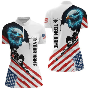 Personalized Eagle American Flag Billiard Player Shirts For Women Custom Patriotic Billiard Jerseys TDM1601