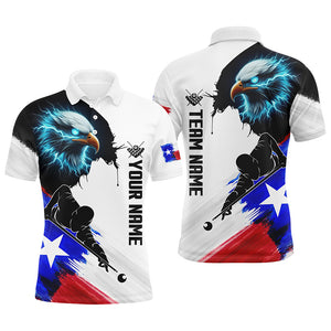 Personalized Eagle Texas Flag Billiard Player Shirts For Men Custom Patriotic Billiard Jerseys TDM1602