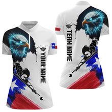 Load image into Gallery viewer, Personalized Eagle Texas Flag Billiard Player Shirts For Women Custom Patriotic Billiard Jerseys TDM1602