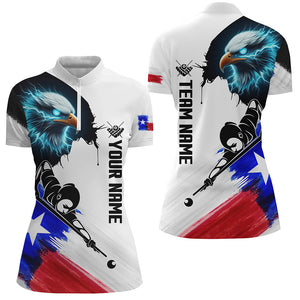 Personalized Eagle Texas Flag Billiard Player Shirts For Women Custom Patriotic Billiard Jerseys TDM1602
