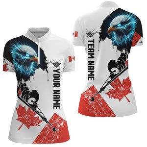 Personalized Eagle Canada Flag Billiard Player Shirts For Women Custom Patriotic Billiard Jerseys TDM1603