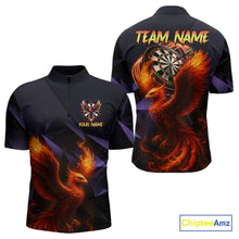 Load image into Gallery viewer, Personalized Phoenix Dartboard 3D Dart Shirts For Men Custom Darts Jerseys Polo &amp; Quarter Zip TDM4164