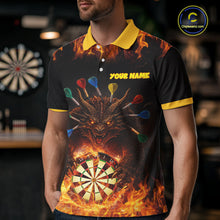 Load image into Gallery viewer, Personalized Dragon Flame Lion Darts Shirt For Men Custom Darts Jersey Team Polo &amp; Quarter Zip TDM6313