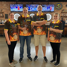 Load image into Gallery viewer, Personalized Dragon Flame Lion Darts Shirt For Men Custom Darts Jersey Team Polo &amp; Quarter Zip TDM6313