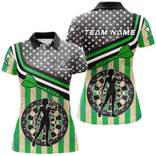 Load image into Gallery viewer, Personalized Green Retro American Flag Darts Shirts For Women Custom Patriotic Darts Player Jerseys TDM1993