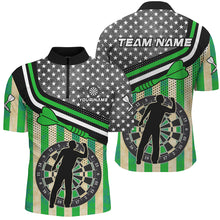 Load image into Gallery viewer, Personalized Green Retro American Flag Darts Shirts For Men Custom Patriotic Darts Player Jerseys TDM1993