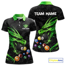Load image into Gallery viewer, Personalized Green Black 3D Dragon Billiard Balls Pool Shirt For Women, Billiard League Team Jersey TDM4341