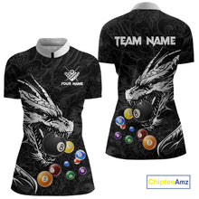 Load image into Gallery viewer, Personalized White Black 3D Dragon Billiard Balls Pool Shirt For Women, Billiard League Team Jersey TDM4342