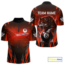 Load image into Gallery viewer, Personalized Thunder Lightning Wolf Billiard Shirt For Men, 8 Ball Billiard Team Jerseys |Red TDM4549