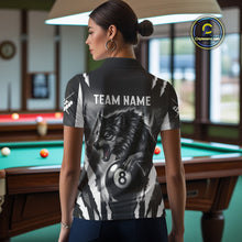 Load image into Gallery viewer, Personalized Thunder Lightning Wolf Billiard Shirt For Women, 8 Ball Billiard Team Jerseys |Grey TDM4550