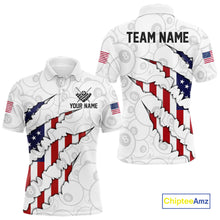 Load image into Gallery viewer, Personalized American Flag 8 Ball Polo &amp; Quarter Zip Shirt For Men, Patriotic Pool Team Jersey TDM4551