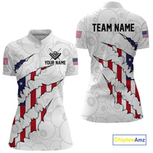 Load image into Gallery viewer, Personalized American Flag 8 Ball Polo &amp; Quarter Zip Shirt For Women, Patriotic Pool Team Jersey TDM4551