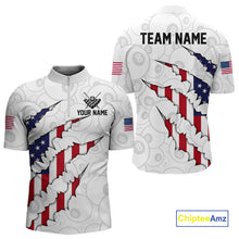 Load image into Gallery viewer, Personalized American Flag 8 Ball Polo &amp; Quarter Zip Shirt For Men, Patriotic Pool Team Jersey TDM4551