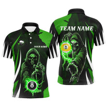 Load image into Gallery viewer, Funny Green Death Skeleton 8 Ball &amp; 9 Ball Billiard Shirts For Men Custom League Billiard Jerseys TDM2463