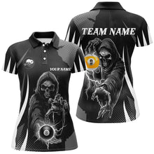 Load image into Gallery viewer, Funny Black Death Skeleton 8 Ball &amp; 9 Ball Billiard Shirts For Women Custom League Billiard Jerseys TDM2464