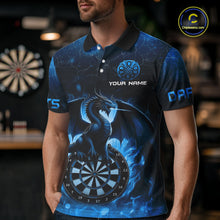 Load image into Gallery viewer, Darts Dragon Fire Flame 3D Printed Darts Shirts For Men Custom Team League Darts Jerseys |Blue TDM4760