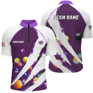 Personalized Billiard Balls Sport Jerseys For Men, Billiard Team Shirts, Pool Jerseys |Purple TDM2712