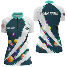 Load image into Gallery viewer, Personalized Billiard Balls Sport Jerseys For Women, Billiard Team Shirts, Pool Jerseys |Turquoise TDM2713