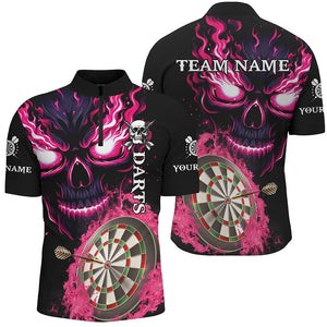 Personalized Pink Darts Board Flame Skull Men Dart Shirts Custom Team League Dart Jerseys Uniform TDM2954