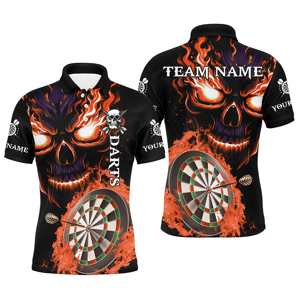 Personalized Orange Darts Board Flame Skull Men Dart Shirts Custom Team League Dart Jerseys Uniform TDM2955