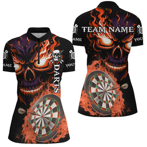 Personalized Orange Darts Board Flame Skull Women Dart Shirts Custom Team League Dart Jerseys Uniform TDM2955