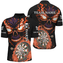 Load image into Gallery viewer, Personalized Orange Darts Board Flame Skull Men Dart Shirts Custom Team League Dart Jerseys Uniform TDM2955