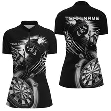 Load image into Gallery viewer, Personalized Black White Death Skeleton Dart Shirts For Women Custom Scary Dart Jerseys Team Uniform TDM2961