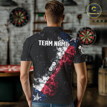 Load image into Gallery viewer, Personalized Black Grunge Texas Flag Smoke Darts Shirt For Men, Patriotic Team Dart Jerseys TDM5178
