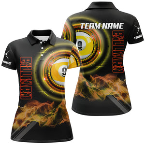 Yellow 9 Ball Pool Billiard Jerseys For Women Custom Billiard Polo Shirts Team League Billiard Shirts TDM1094