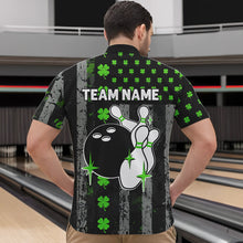Load image into Gallery viewer, Green Shamrock Grunge US Flag Patriotic Bowling Shirts For Women Custom St Patrick Day Bowling Jersey TDM3545