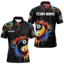 Load image into Gallery viewer, Funny Ying And Yang 8 Ball &amp; 9 Ball Colorful Splash Custom Billiard Shirt For Men, Billiard Jersey  TDM3703