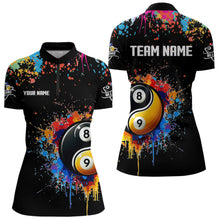 Load image into Gallery viewer, Funny Ying And Yang 8 Ball &amp; 9 Ball Colorful Splash Custom Billiard Shirt For Women, Billiard Jersey  TDM3703