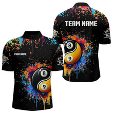 Load image into Gallery viewer, Funny Ying And Yang 8 Ball &amp; 9 Ball Colorful Splash Custom Billiard Shirt For Men, Billiard Jersey  TDM3703