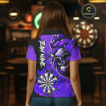 Load image into Gallery viewer, Purple Funny Darts Flame Lion Custom Polo &amp; Quarter-Zip, Personalized Women Dart Shirts Dart Jerseys TDM3973