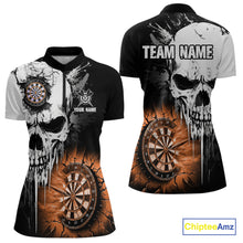 Load image into Gallery viewer, Personalized Grunge Skull Crack Wall Women Dart Shirts Custom Darts League Team Jerseys |Orange TDM3975