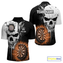 Load image into Gallery viewer, Personalized Grunge Skull Crack Wall Men Dart Shirts Custom Darts League Team Jerseys |Orange TDM3975