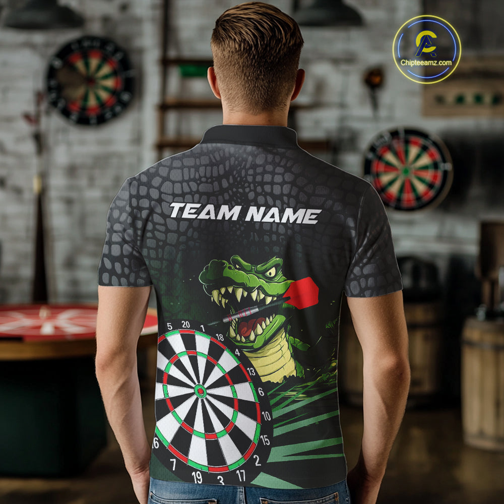 Personalized Green Funny Crocodilian Darts Shirts For Men, Darts Team Jerseys, Darts Gifts TDM4567