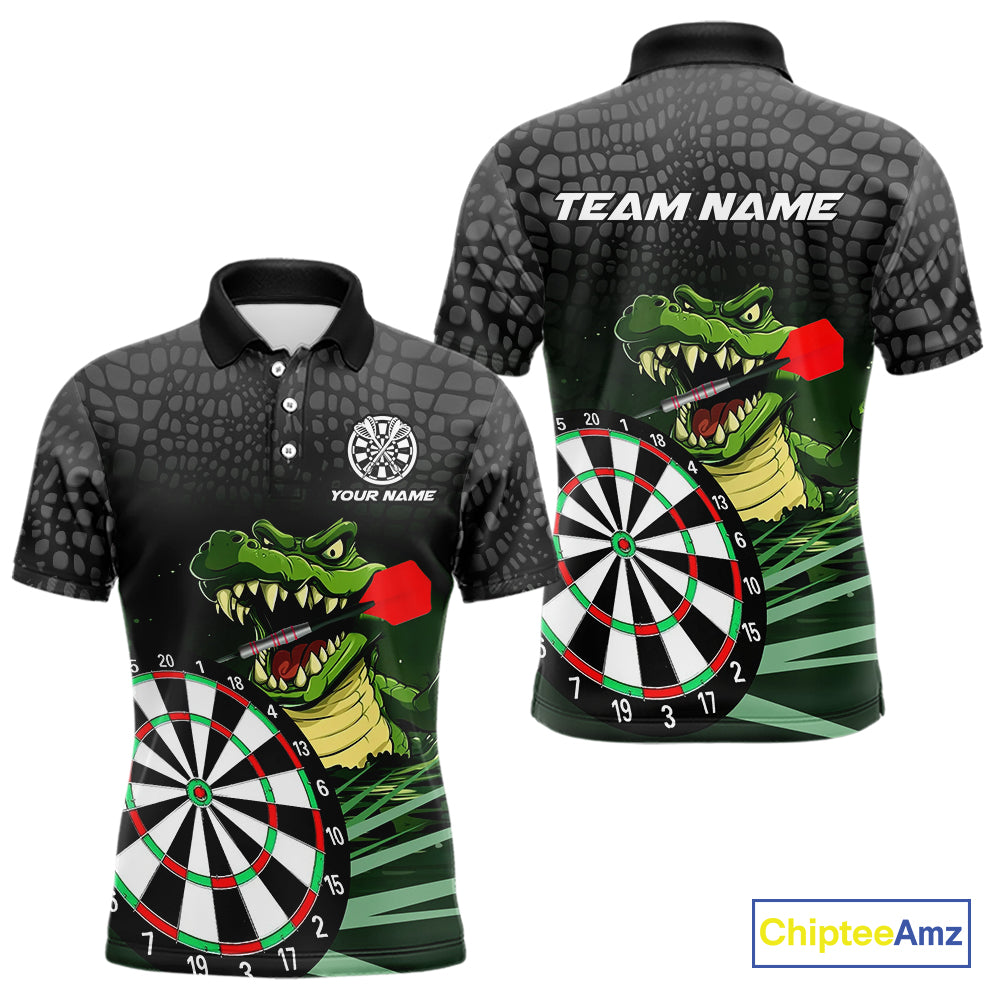 Personalized Green Funny Crocodilian Darts Shirts For Men, Darts Team Jerseys, Darts Gifts TDM4567