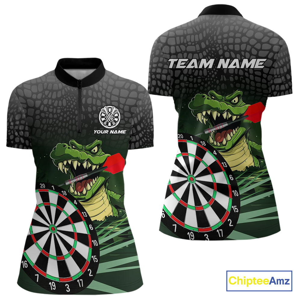 Personalized Green Funny Crocodilian Darts Shirts For Women, Darts Team Jerseys, Darts Gifts TDM4567