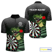Load image into Gallery viewer, Personalized Green Funny Crocodilian Darts Shirts For Men, Darts Team Jerseys, Darts Gifts TDM4567