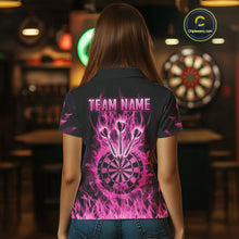 Load image into Gallery viewer, Fire Flame Darts Board American Flag Skull Dart Shirts For Women Custom Darts Team Jerseys |Pink TDM4774