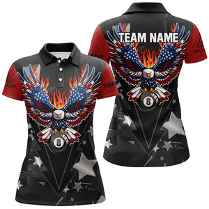 Personalized Eagle American Fire Flame Women Billiard Shirts Custom Patriotic Billiard Pool Jerseys TDM2726