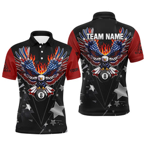 Personalized Eagle American Fire Flame Men Billiard Shirts Custom Patriotic Billiard Pool Jerseys TDM2726