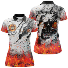 Load image into Gallery viewer, Personalized Skull Crack Pattern Women Dart Shirts Custom Fire Flame Dart Jersey Team Uniform |Orange TDM2971