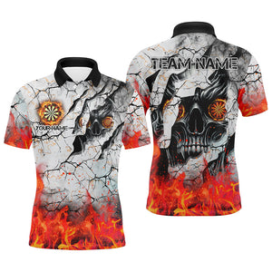 Personalized Skull Crack Pattern Men Dart Shirts Custom Fire Flame Dart Jersey Team Uniform |Orange TDM2971